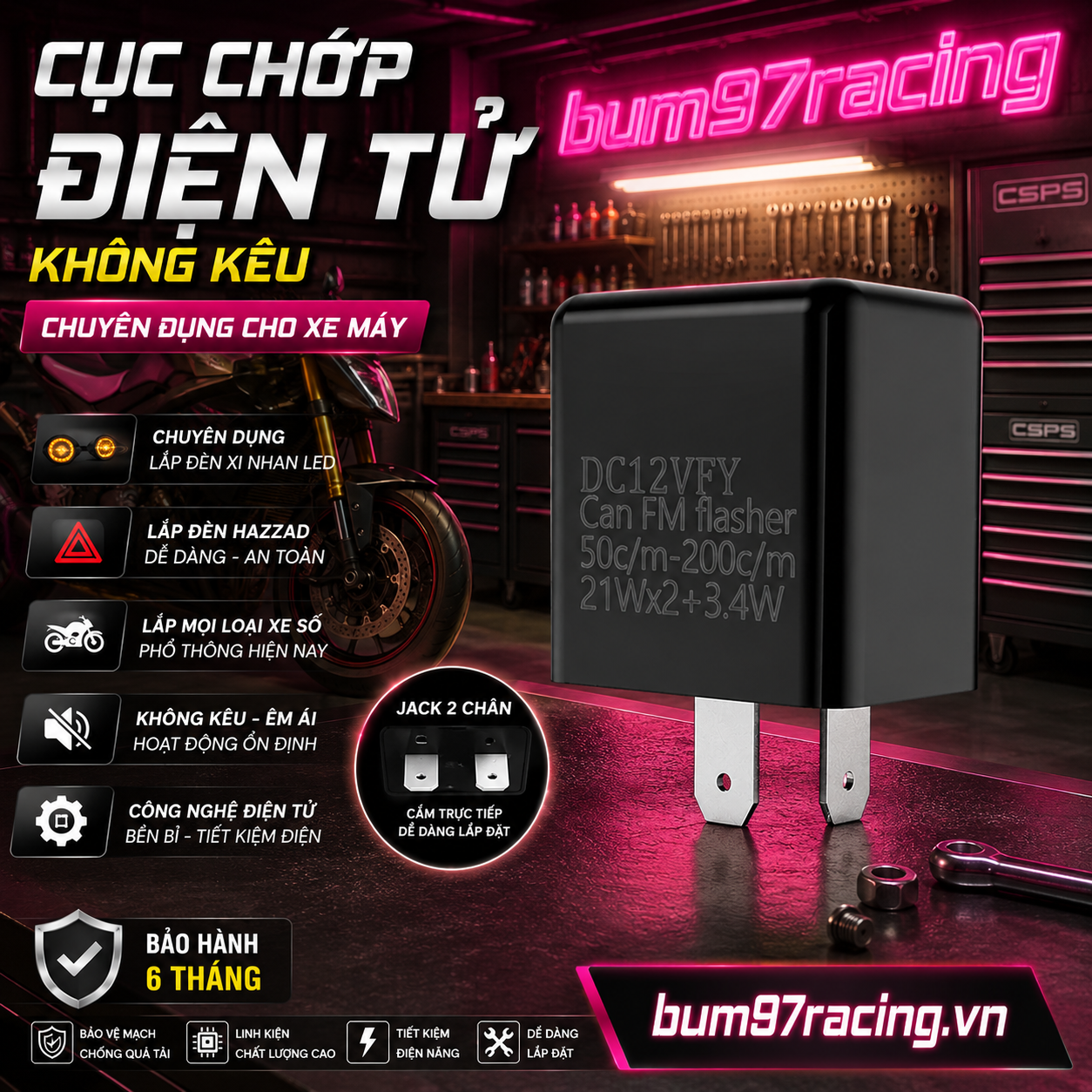 CỤC CHỚP ĐIỆN TỬ KHÔNG KÊU – HỖ TRỢ HAZARD