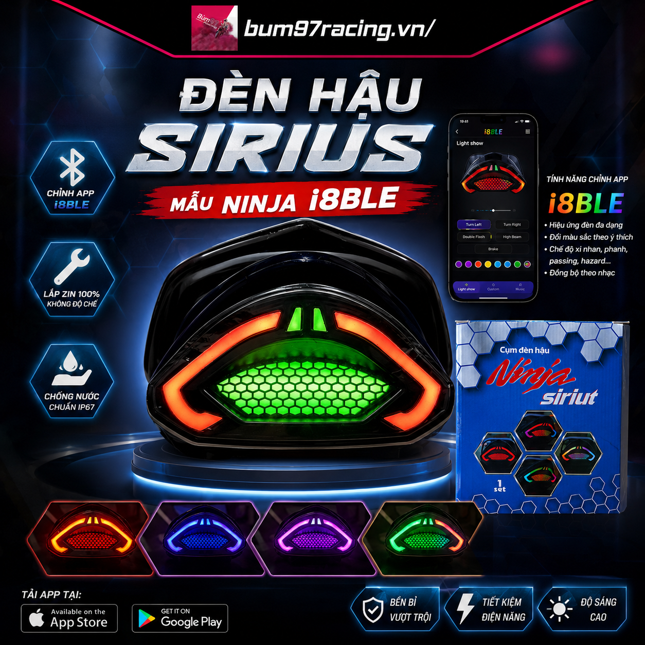 ĐÈN HẬU SIRIUS MẪU NINJA i8BLE