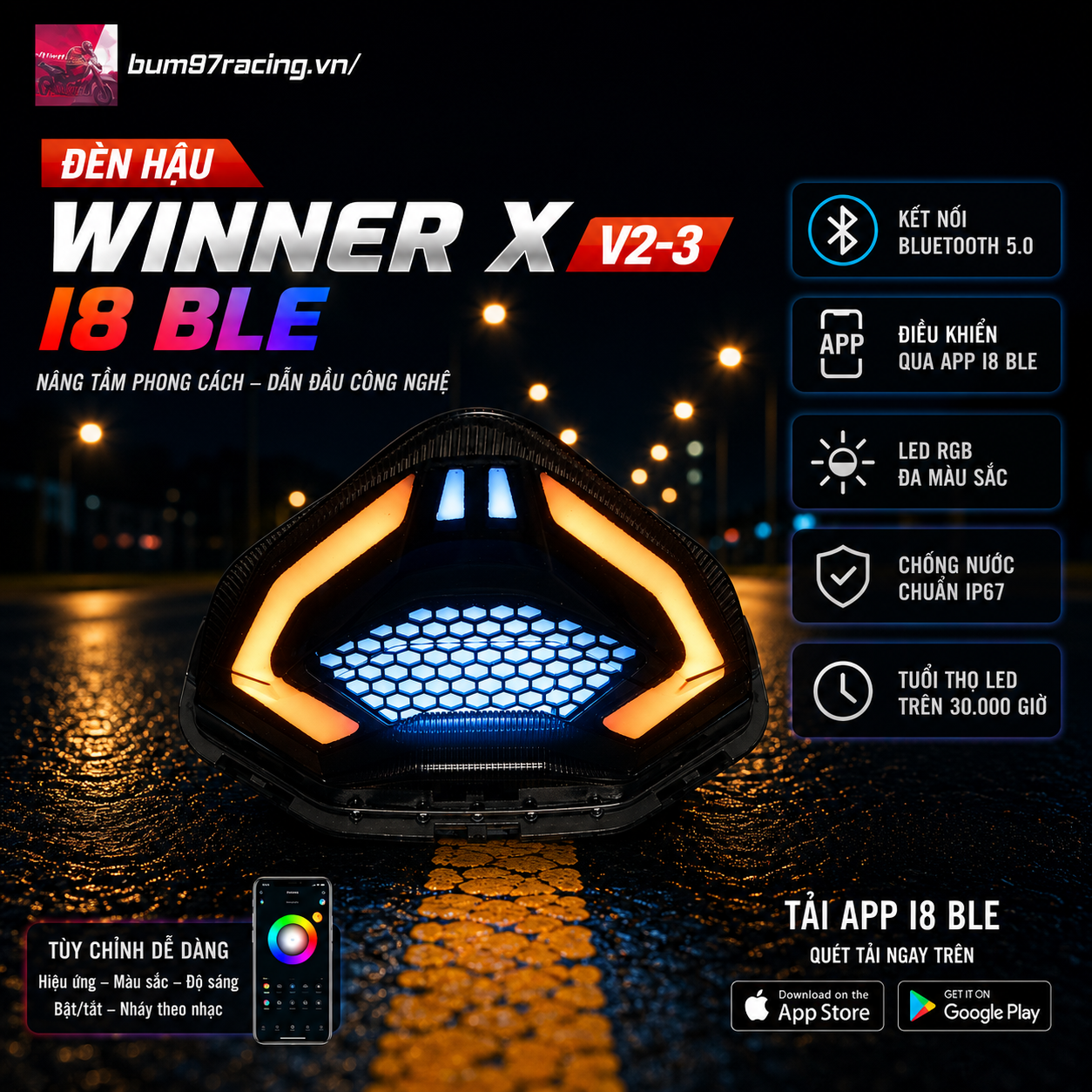 ĐÈN HẬU WINNER X V2-3 I8 BLE