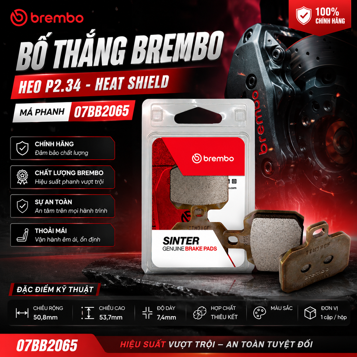 Bố Thắng Brembo Heo 2 PIS P2.34 - Heat Shield