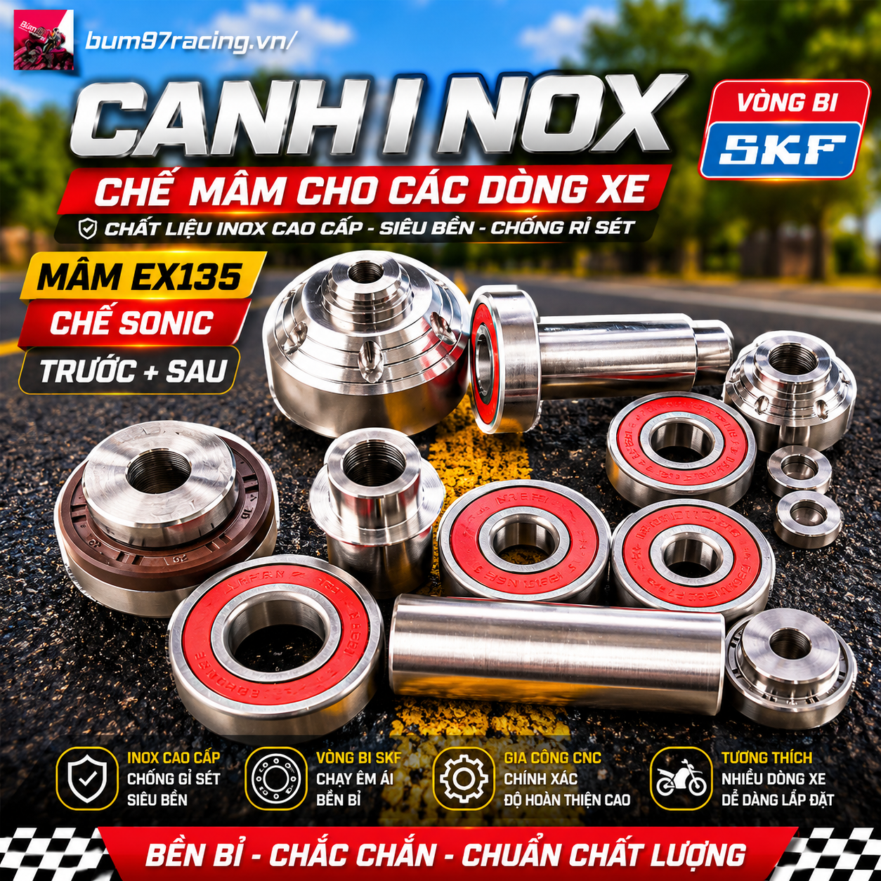 Canh Inox Chế Mâm Cho Các Dòng Xe (VÒNG BI SKF)
