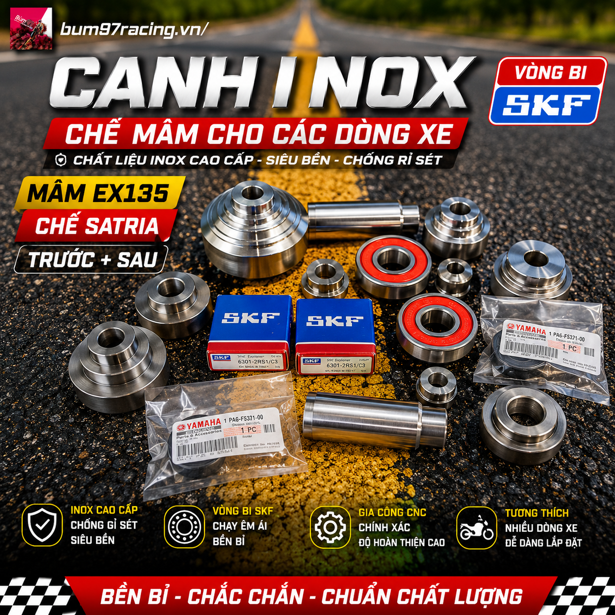 Canh Inox Chế Mâm Cho Các Dòng Xe (VÒNG BI SKF)