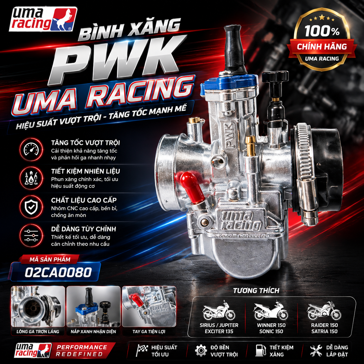 Bình Xăng PWK UMA RACING GA DẸP | V3 NEW