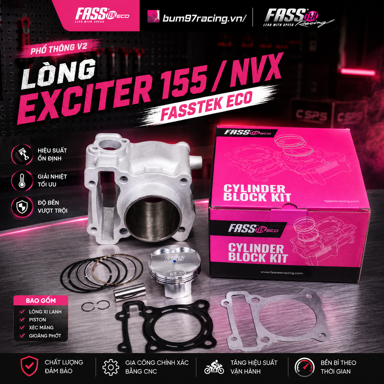 LÒNG EXCITER 155 / NVX  FASSTEK (PHỔ THÔNG) V2