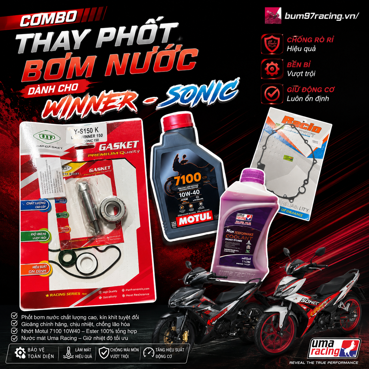 COMBO THAY PHỐT BƠM NƯỚC CHO WINNER - SONIC