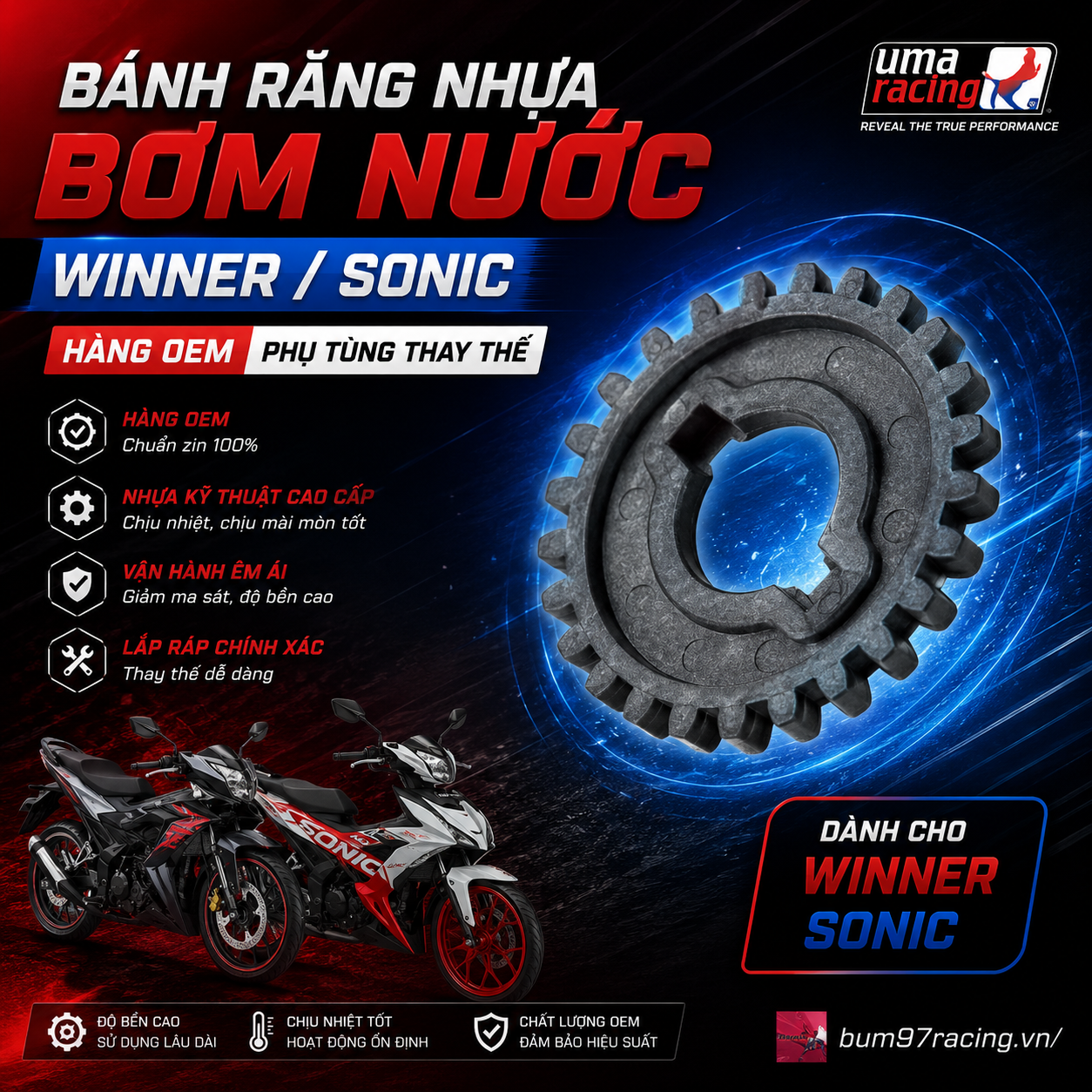 BÁNH RĂNG NHỰA BƠM NƯỚC WINNER / SONIC