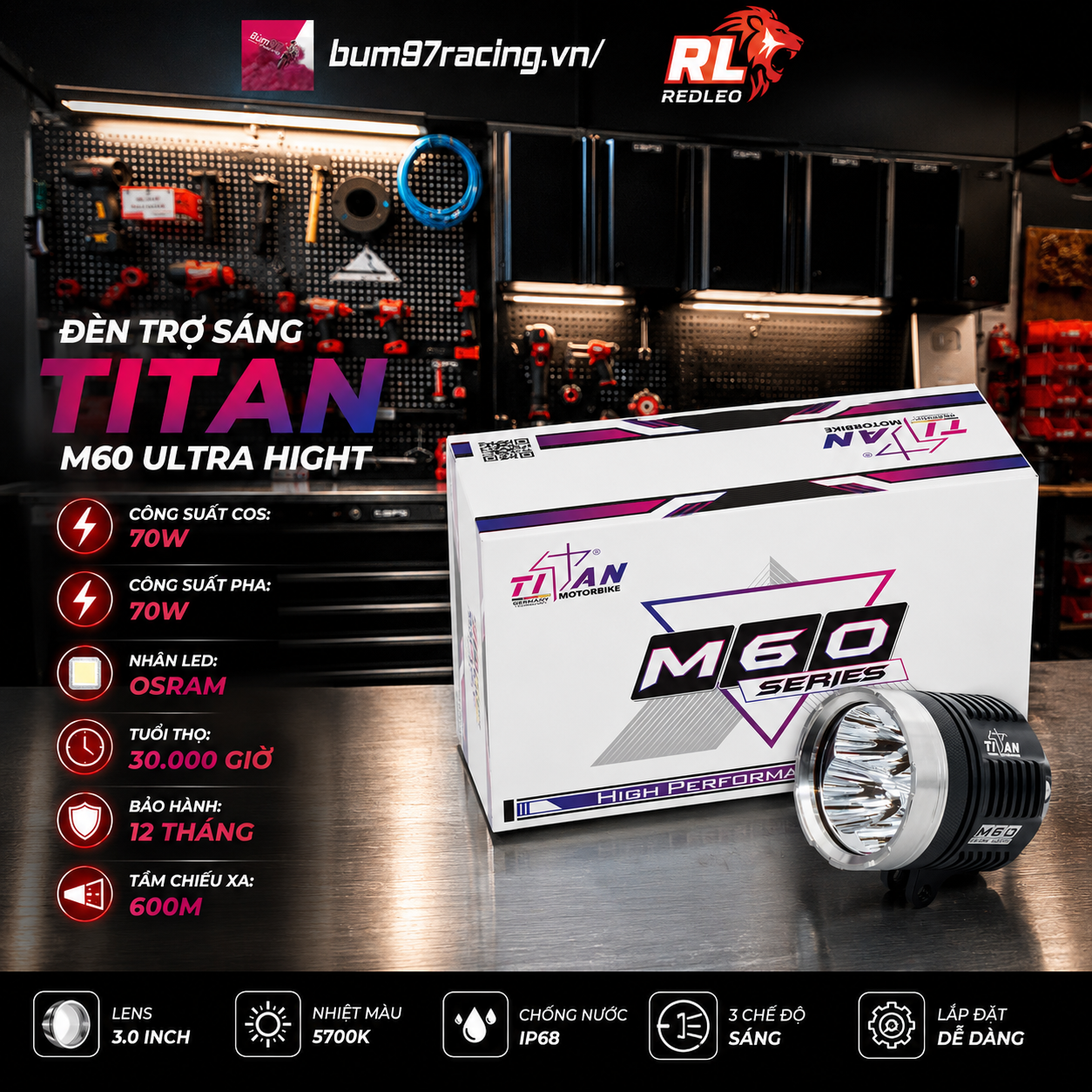 ĐÈN TRỢ SÁNG TITAN M60 ULTRA HIGHT