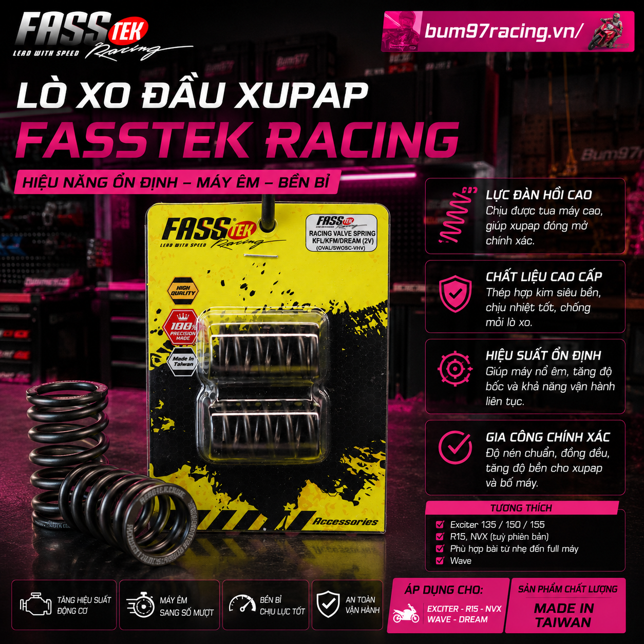 LÒ XO ĐẦU XUPAP FASSTEK RACING