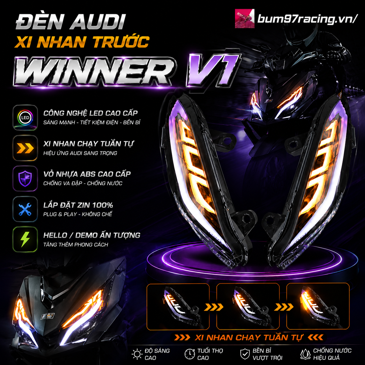 Đèn AUDI XI NHAN TRƯỚC WINNER V1