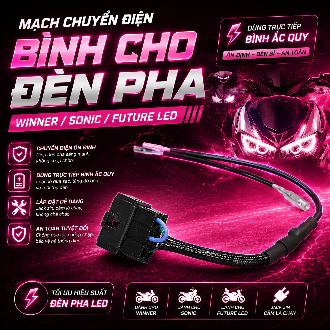 Mạch Chuyển Điện Bình Cho Pha Đèn Chính