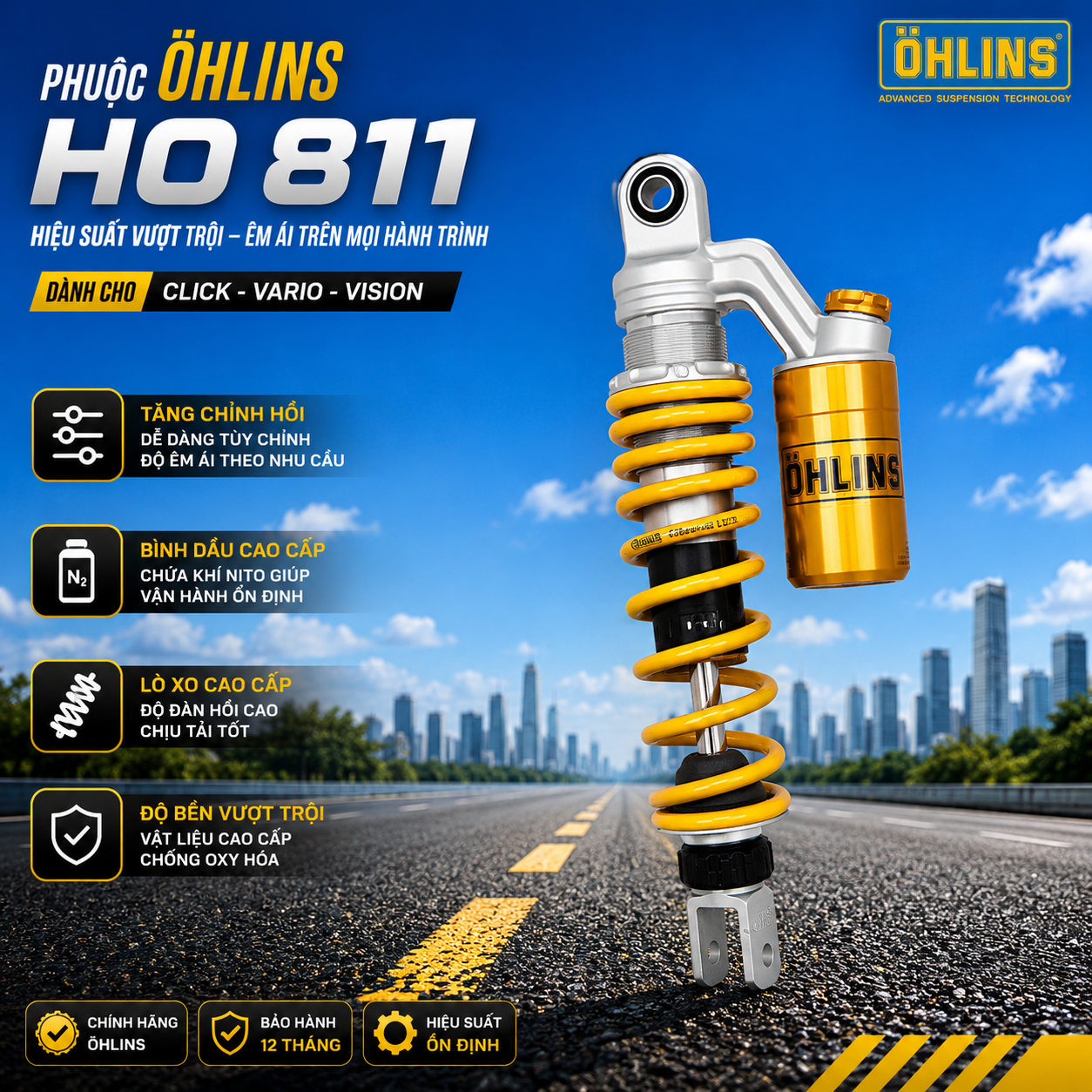 PHUỘC OHLINS HO 811 Cho Click Vario Vision
