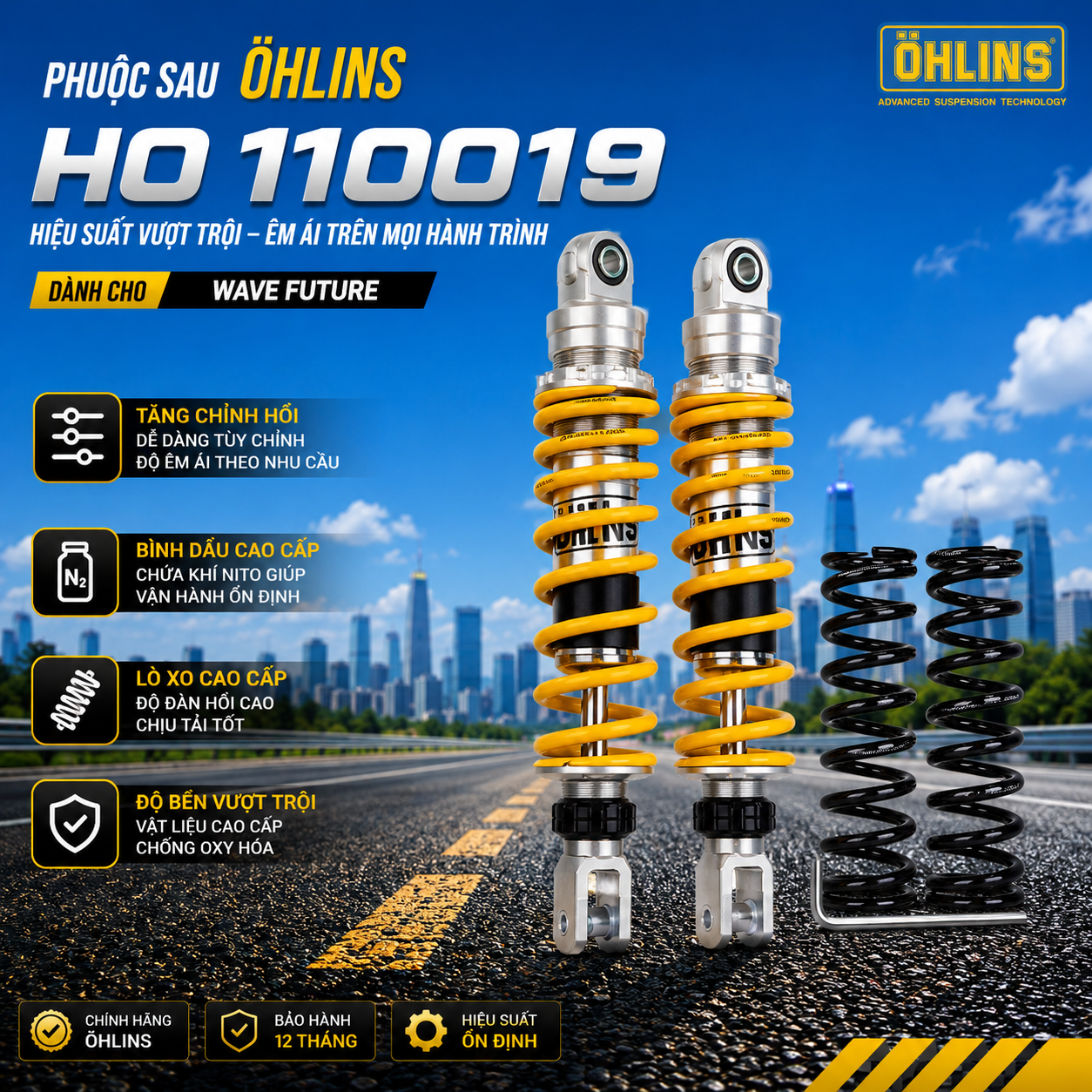 Phuộc sau Ohlins HO 110019 Cho  WAVE Future