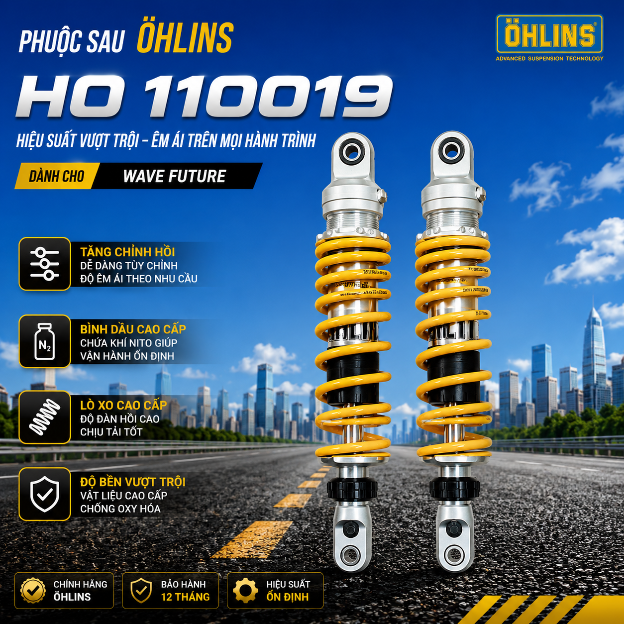 Phuộc sau Ohlins HO 110019 Cho  WAVE Future