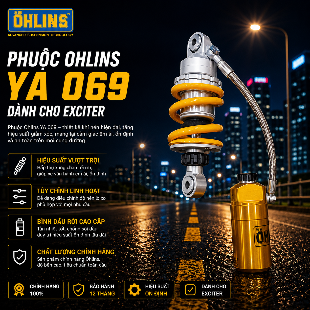 Phuộc Ohlins YA 069 dành cho Exciter