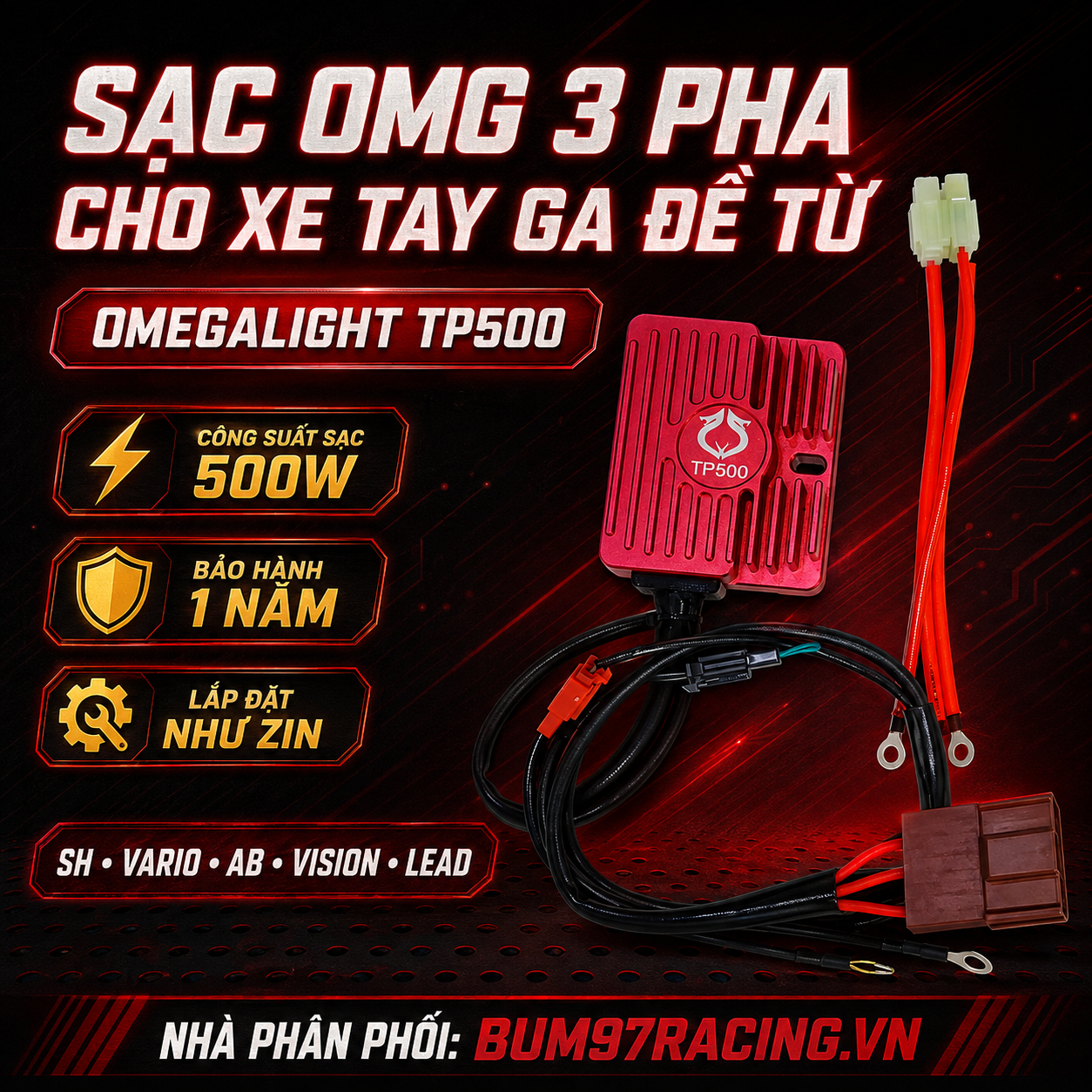 SẠC OMG TP500 CHO XE TAY GA