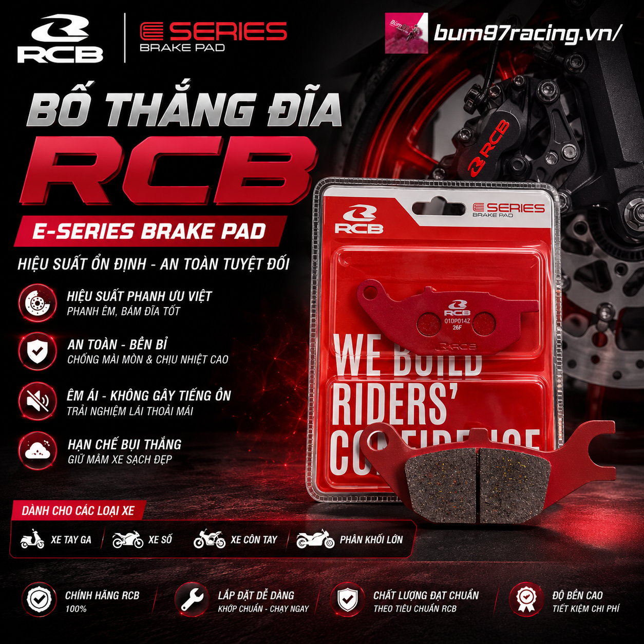 Bố Thắng Đĩa RCB E-SERIES BRAKE PAD