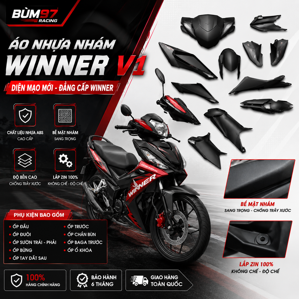 Áo Nhựa Winner V1 MÀU + NHÁM