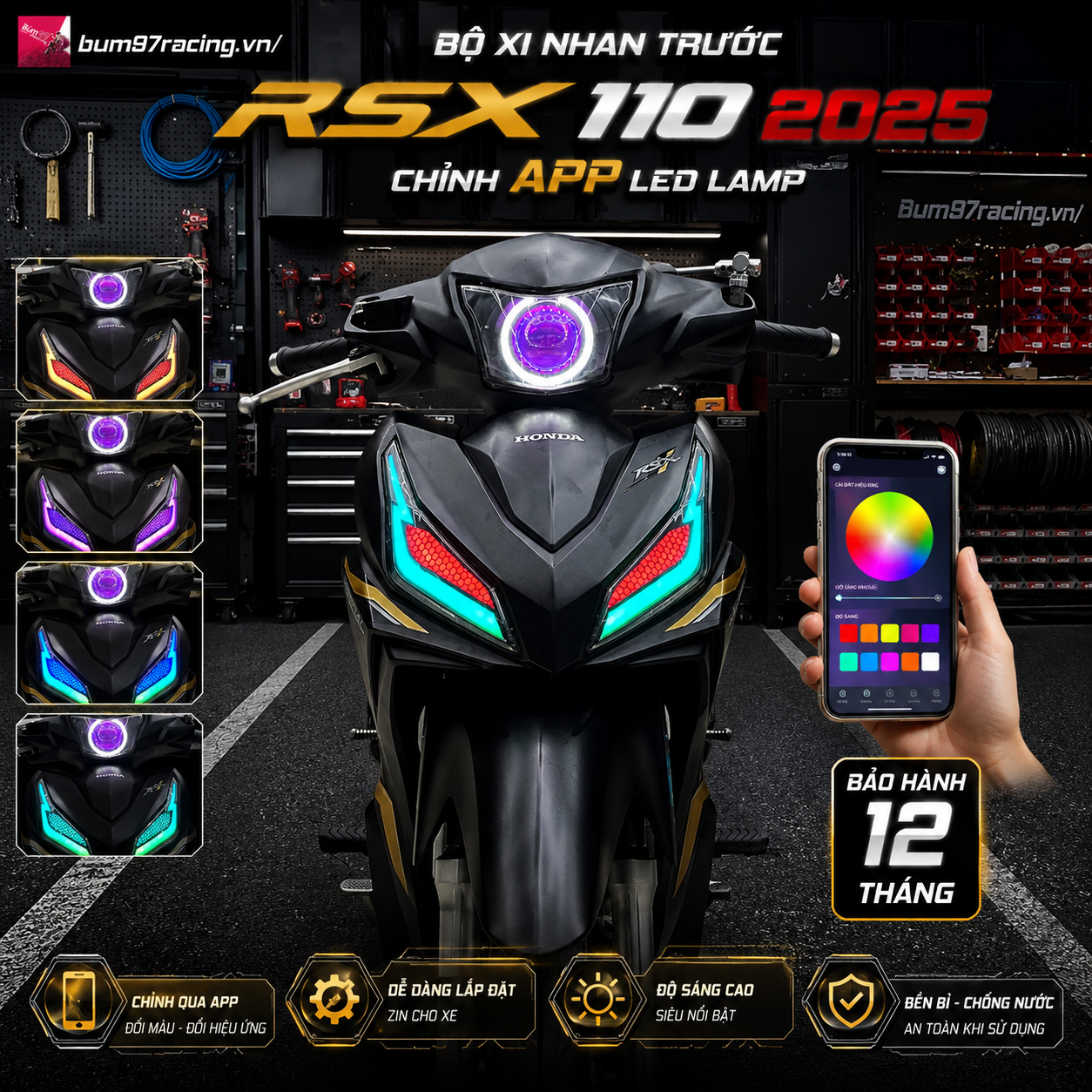 BỘ XI NHAN RSX 110 2025 – LED AUDI CHẠY ĐUỔI SIÊU ĐẸP