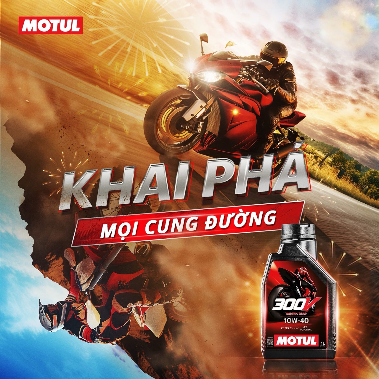 Nhớt Motul 300V Pháp 10w40 ESTER CORE 100% tổng hợp