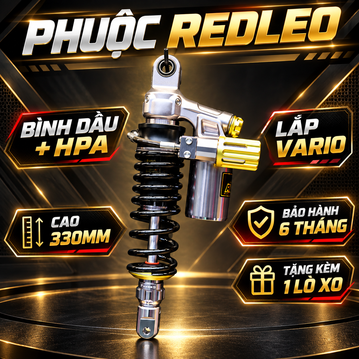 Phuộc REDLEO VARIO Bình Dầu Trên + HPA 320mm