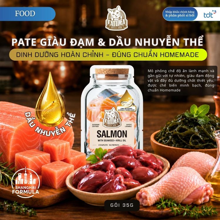 Pate Catidea Cho Mèo Làm Từ Thịt Thật Cao Cấp Cùng Dầu Nhuyễn Thể Krill Oil