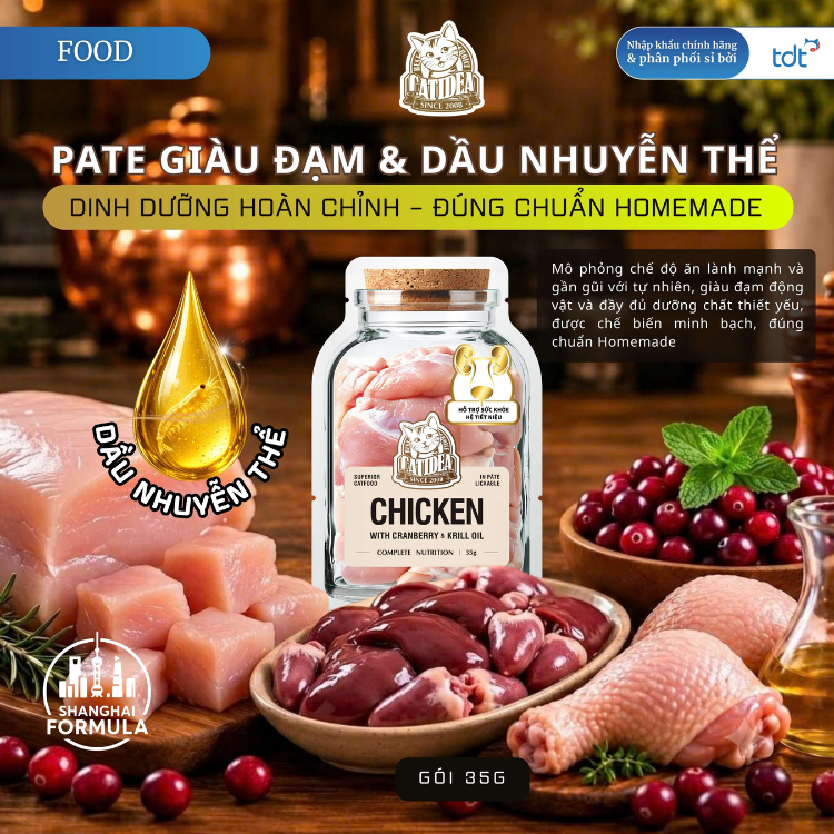 Pate Catidea Cho Mèo Làm Từ Thịt Thật Cao Cấp Cùng Dầu Nhuyễn Thể Krill Oil