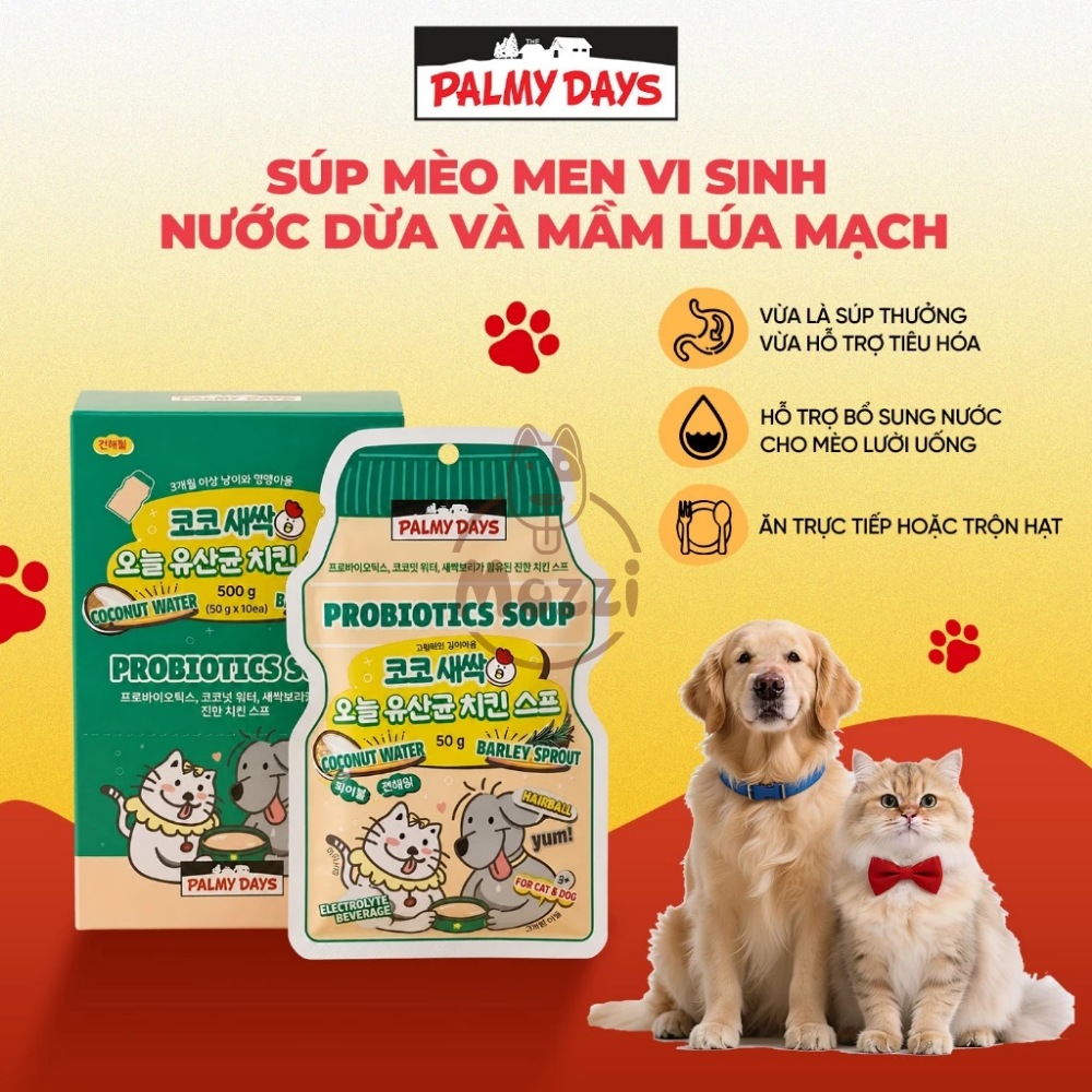 Súp gà men vi sinh cho chó mèo Palmy Days