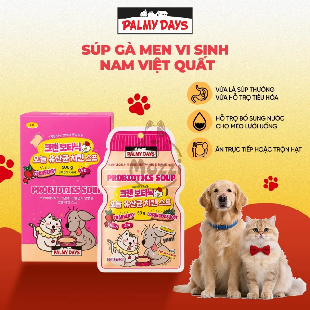 Súp gà men vi sinh cho chó mèo Palmy Days
