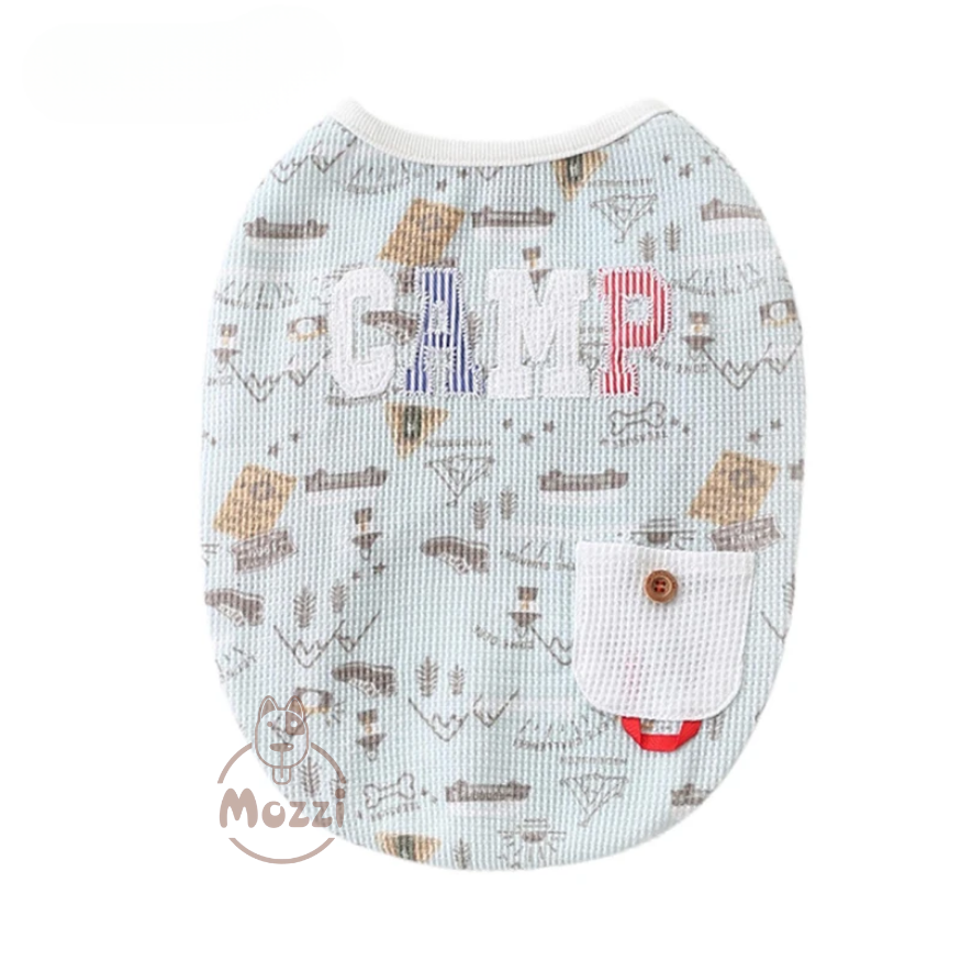 Áo ba lỗ chữ thêu CAMP cho chó mèo