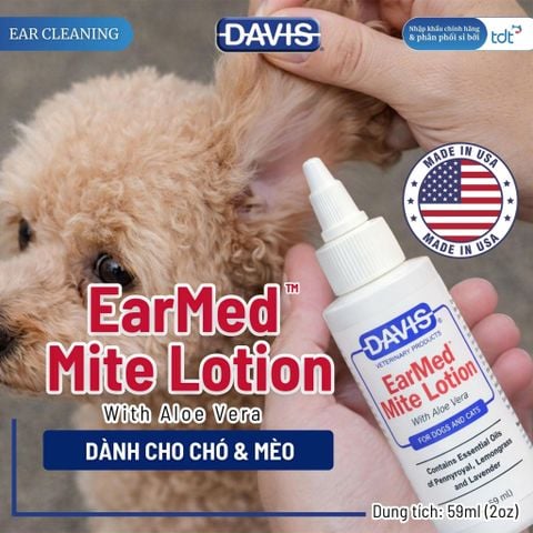 [Date 9/26]Kem vệ sinh tai chó mèo Davis Manufacturing Earmed Mite Lotion 59ml