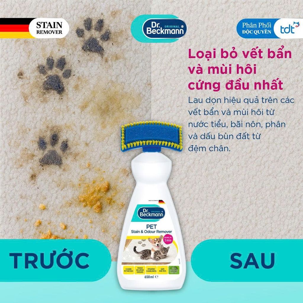 Dung dịch tẩy vết bẩn & khử mùi thú cưng Dr. Beckmann