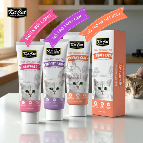  Gel dinh dưỡng cho mèo Kitcat hỗ trợ tiêu búi lông, tiết niệu và tăng cân Tuýp 120gr 