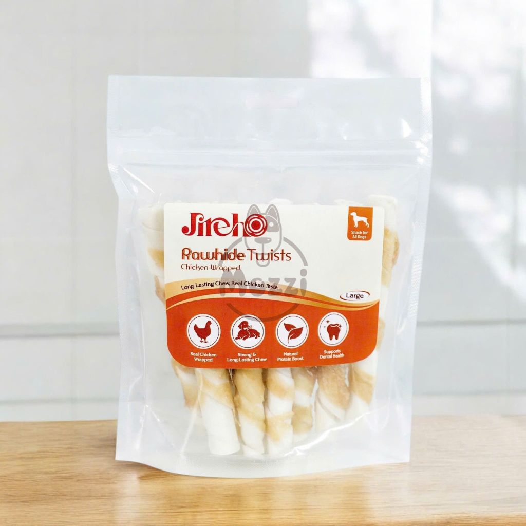 Snack cho chó Jireho Thanh da bò xoắn quấn gà