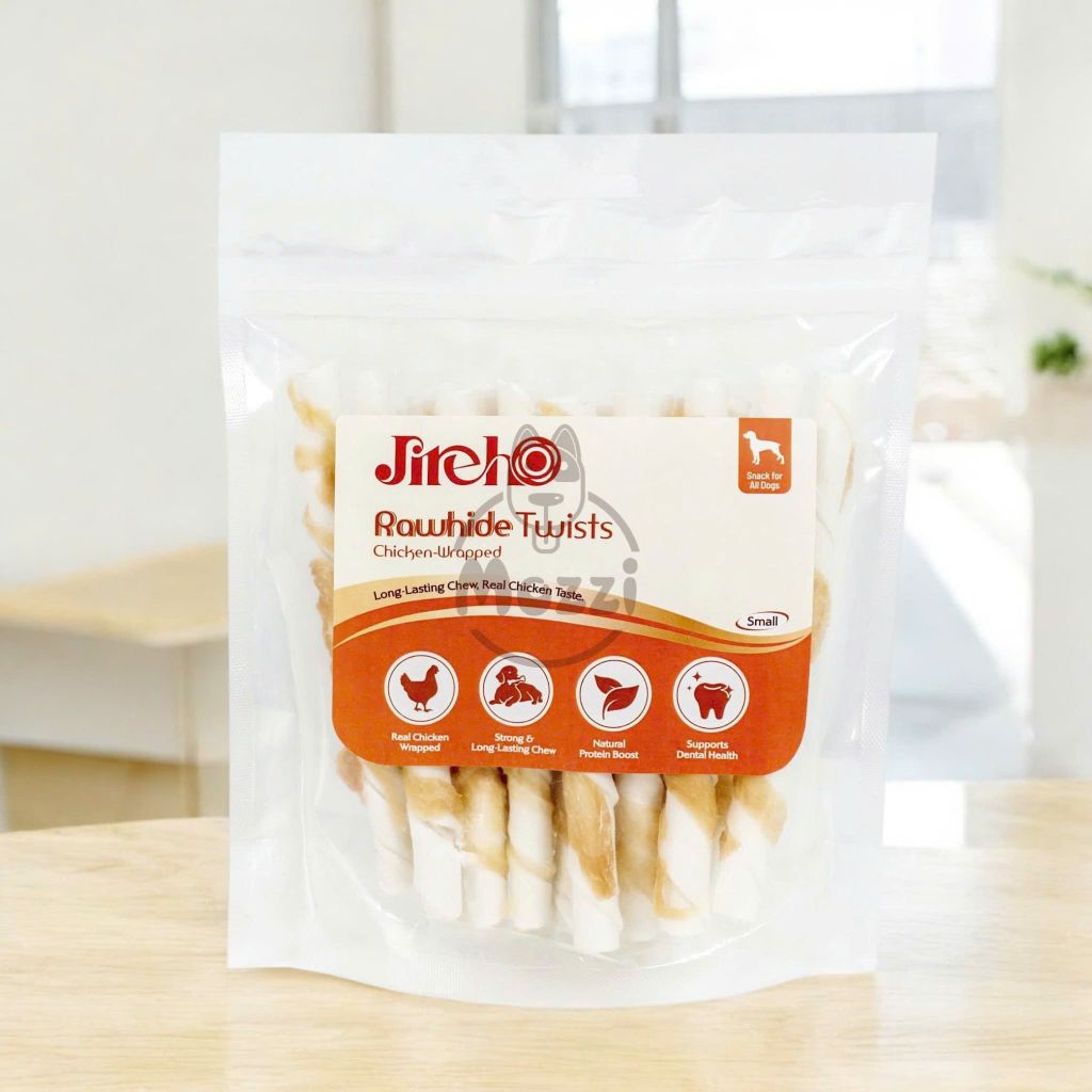 Snack cho chó Jireho Thanh da bò xoắn quấn gà