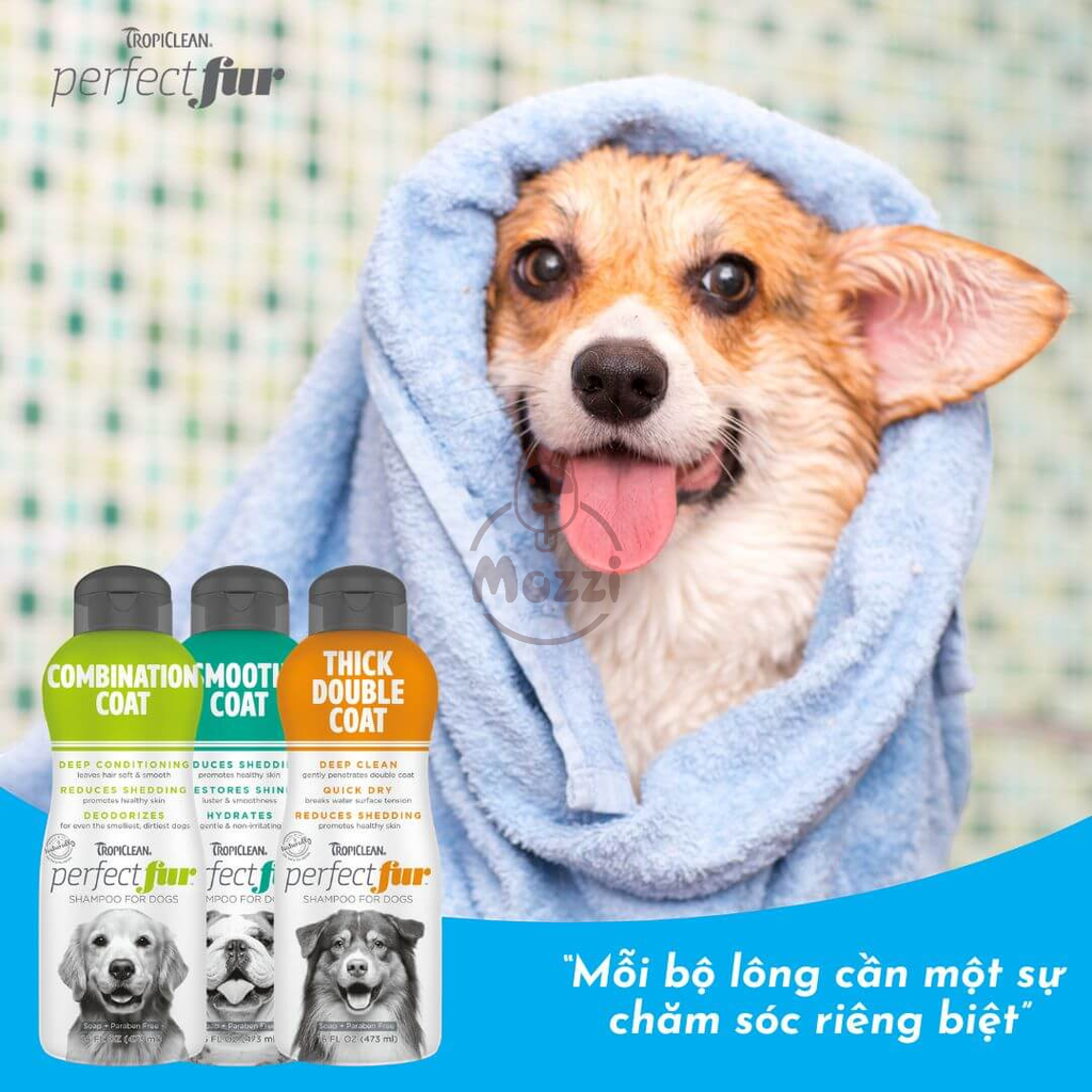 Sữa Tắm Tropiclean PerfectFur chăm sóc lông cho chó mèo Chai 473ml