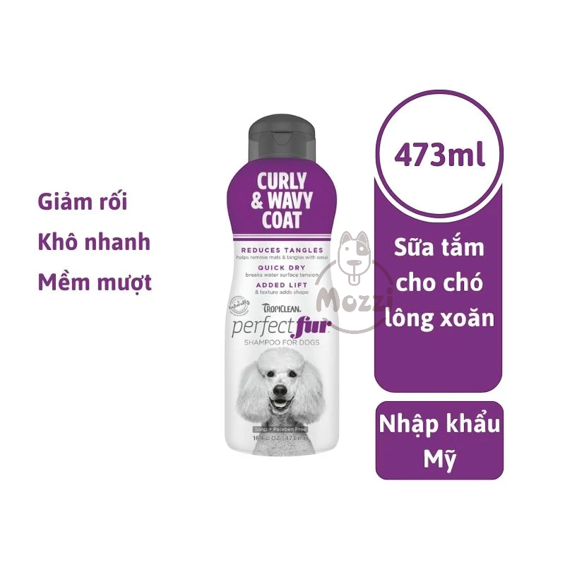 Sữa Tắm Tropiclean PerfectFur chăm sóc lông cho chó mèo Chai 473ml
