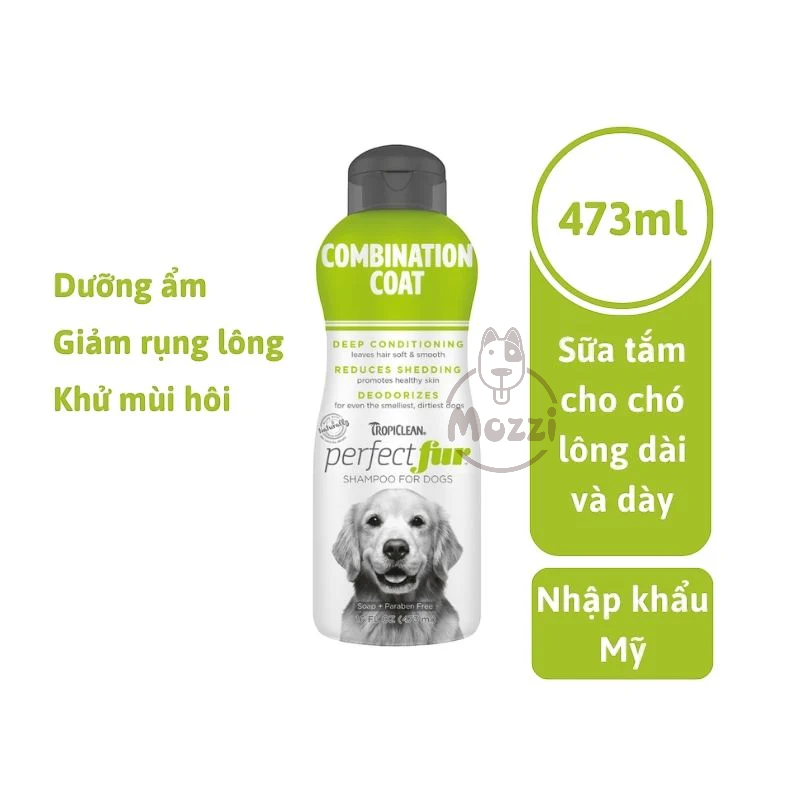 Sữa Tắm Tropiclean PerfectFur chăm sóc lông cho chó mèo Chai 473ml