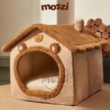  Nhà nệm cho chó mèo có mái viền bông mềm tháo rời 