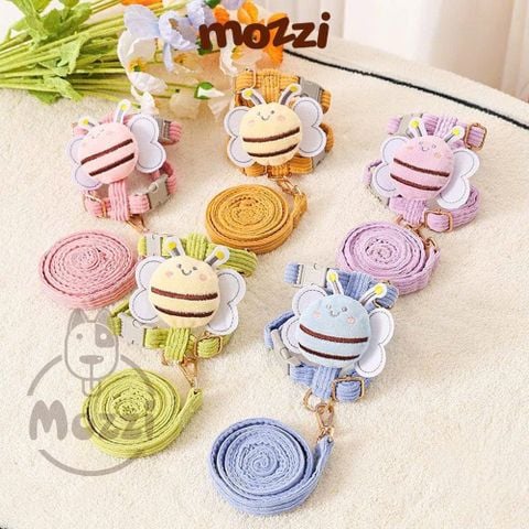  Dây dắt yếm cổ ngực hình ong dễ thương cho chó mèo size 2-5kg 
