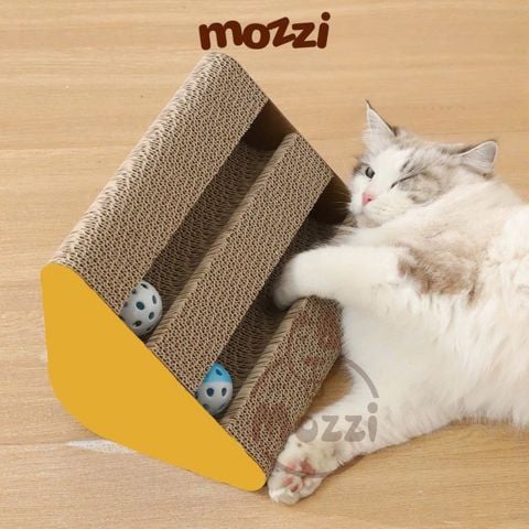  Bàn cào móng tam giác 2 tầng kèm banh 28x17.5x21cm cho mèo 