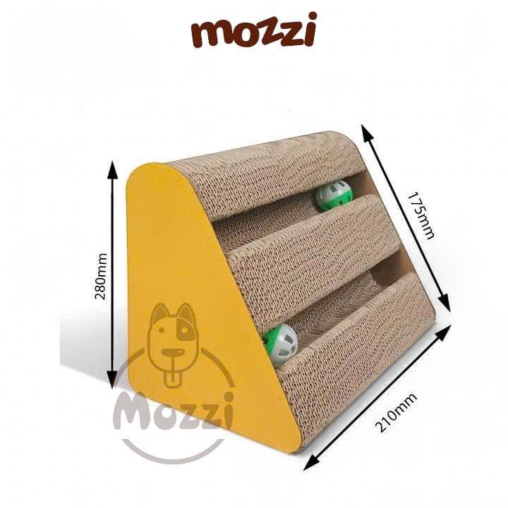 Bàn cào móng tam giác 2 tầng kèm banh 28x17.5x21cm cho mèo