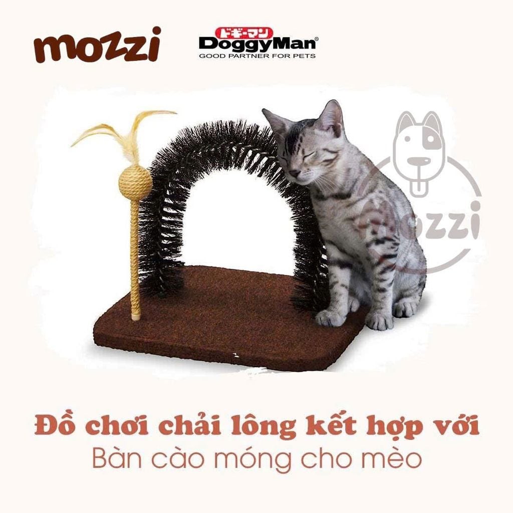 Bàn cào Cattyman ngang chải lông có bóng lông gà cho mèo