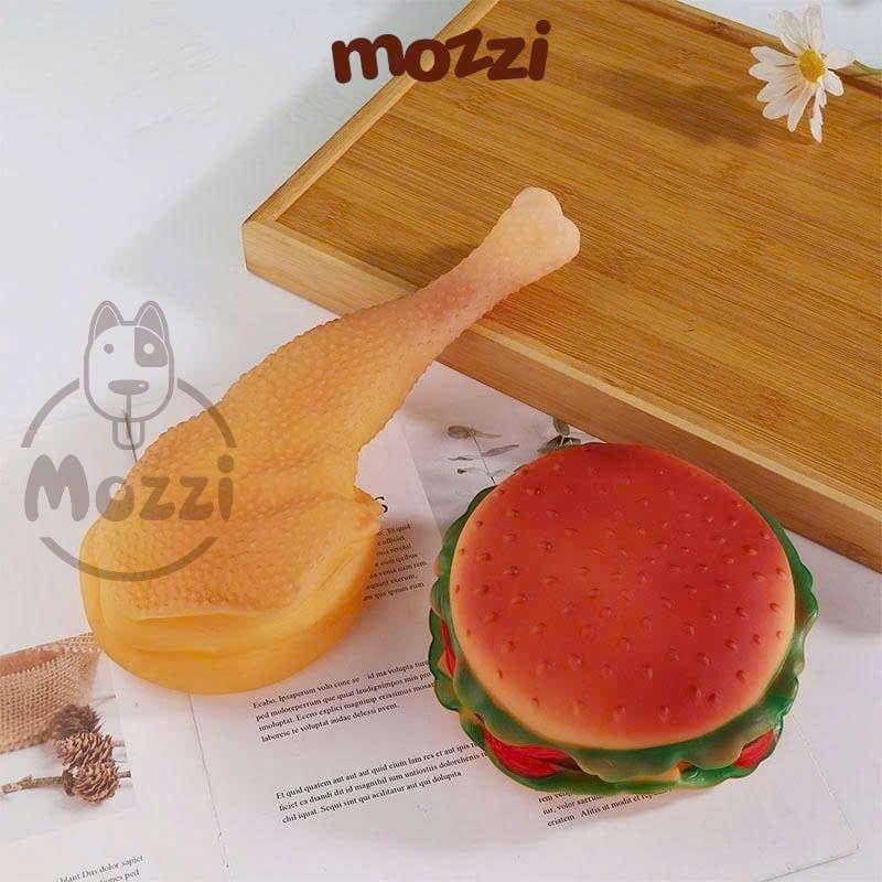 Đồ chơi âm thanh cao su mềm hình Bánh Hamburger và Gà