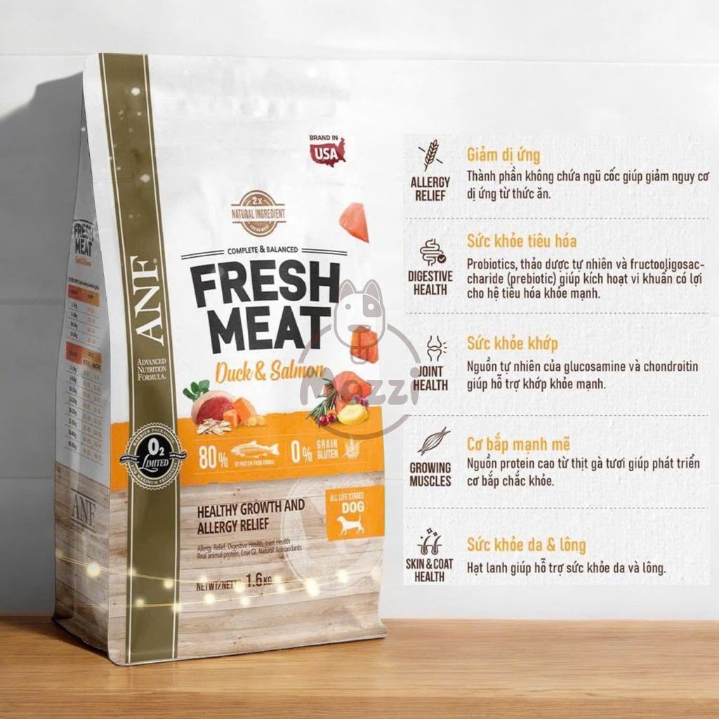 Thức ăn hạt ANF Fresh Meat gấp đôi thịt cho chó Bịch 1.6kg