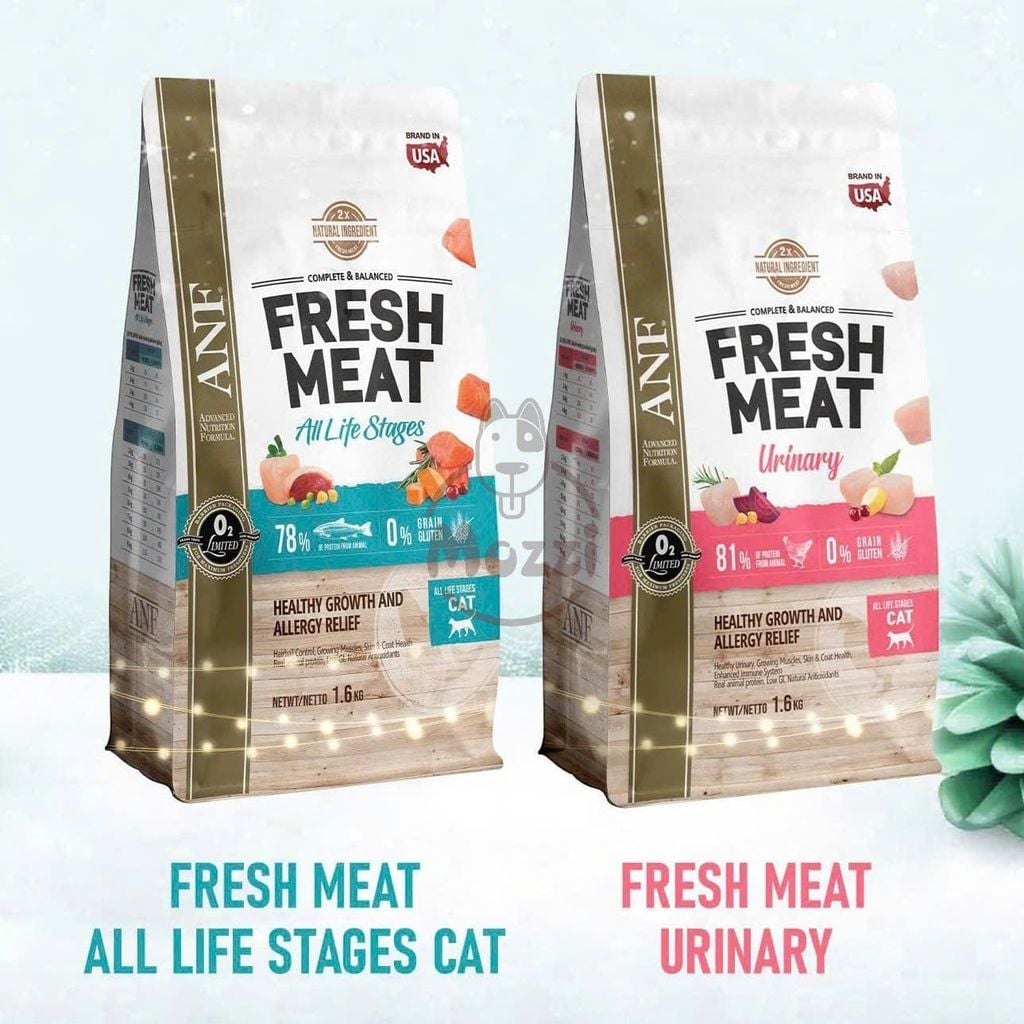 Thức ăn hạt ANF Fresh Meat gấp đôi thịt cho mèo Bịch 1.6kg