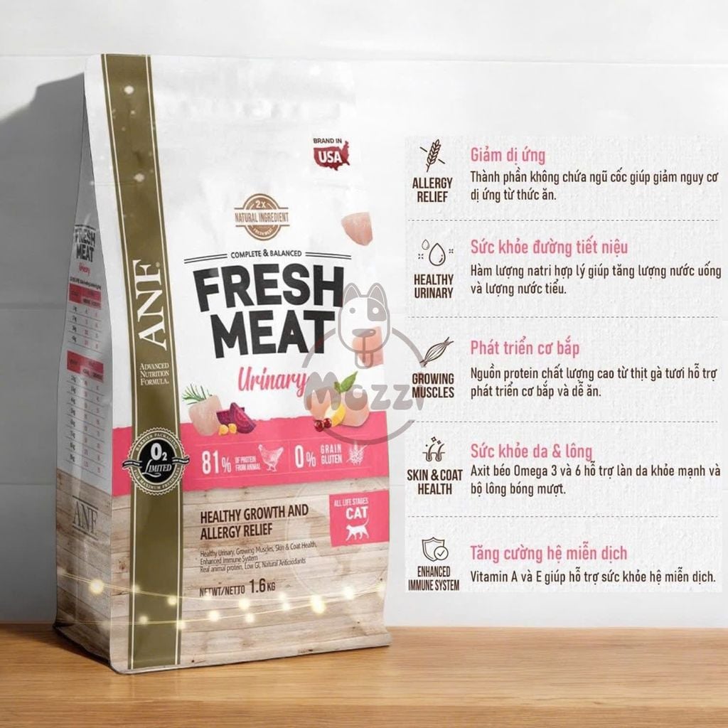 Thức ăn hạt ANF Fresh Meat gấp đôi thịt cho mèo Bịch 1.6kg