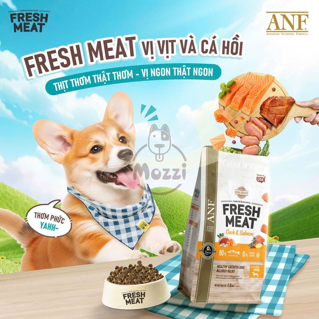 Thức ăn hạt ANF Fresh Meat gấp đôi thịt cho chó Bịch 1.6kg