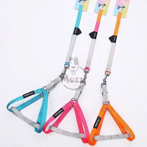  Dây dắt yếm ngực KaFuLi mix màu trơn cho chó mèo 