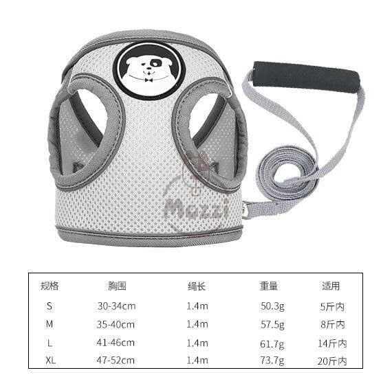 Dây dắt yếm ngực nửa bụng phản quang cho chó mèo