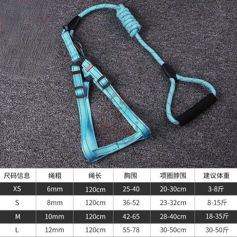 Dây dắt yếm ngực viền chỉ phản quang cho chó mèo